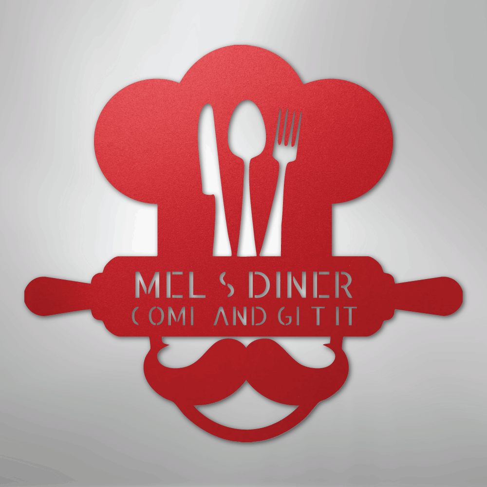 Custom Metal Wall Art - Personalized Kitchen Sign Red