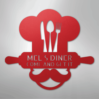 Custom Metal Wall Art - Personalized Kitchen Sign Red