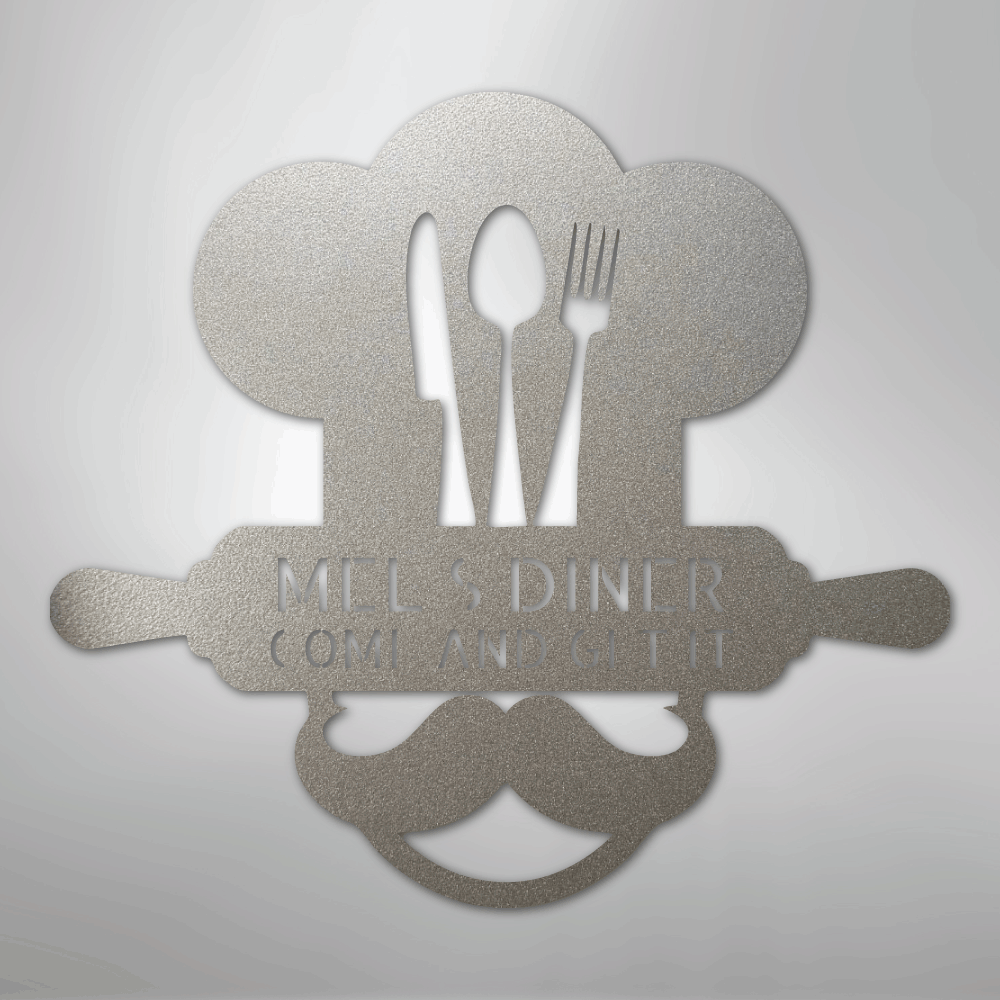 Custom Metal Wall Art - Personalized Kitchen Sign Silver