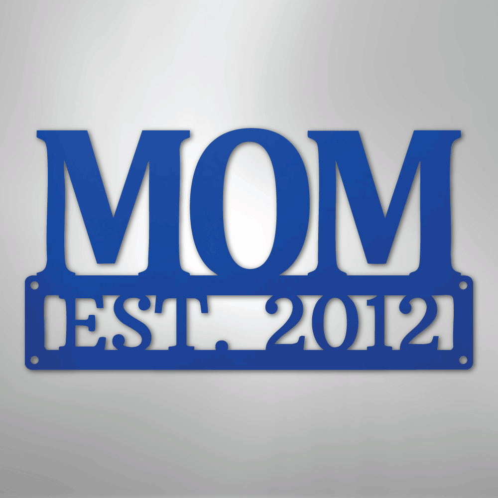 Custom Metal Wall Art - Personalized Mom Name Sign Blue