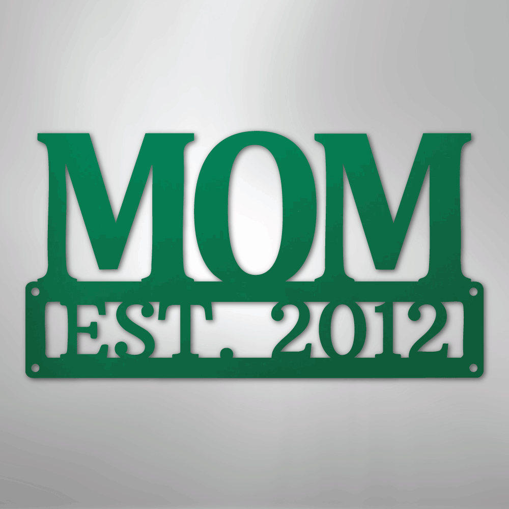 Custom Metal Wall Art - Personalized Mom Name Sign Green