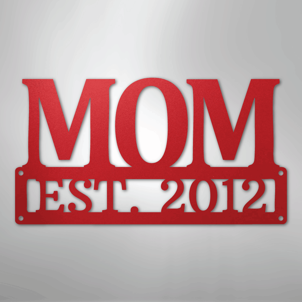 Custom Metal Wall Art - Personalized Mom Name Sign Red