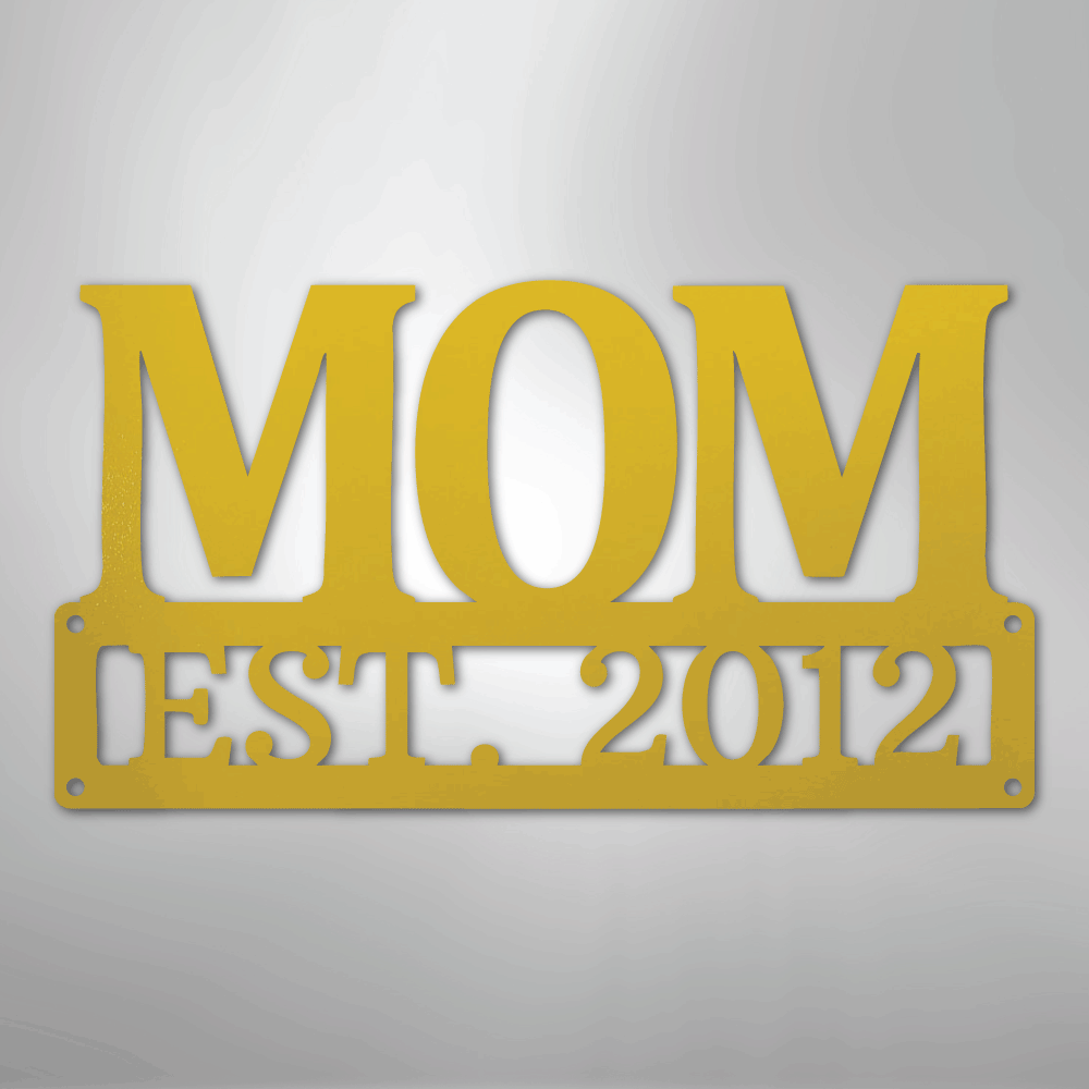 Custom Metal Wall Art - Personalized Mom Name Sign Yellow