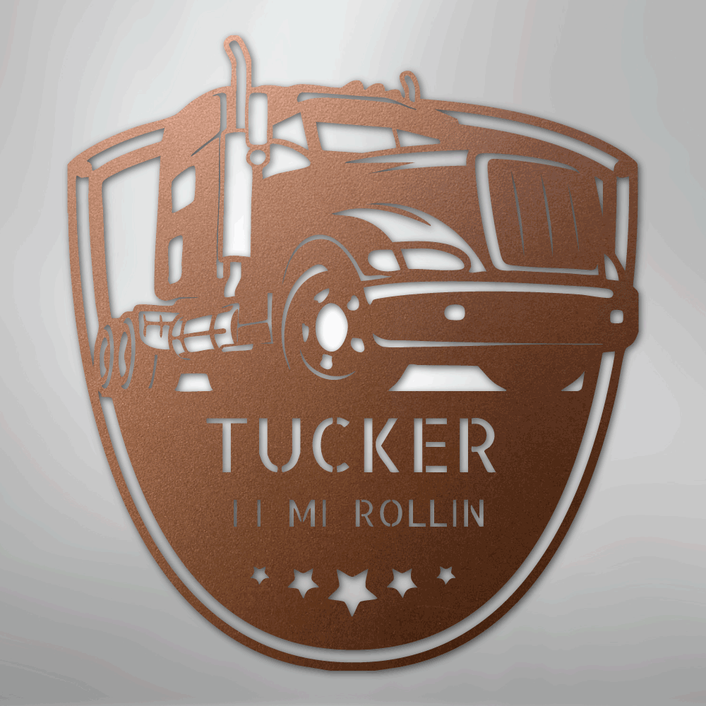 Custom Metal Wall Art - Personalized Trucking Sign Copper
