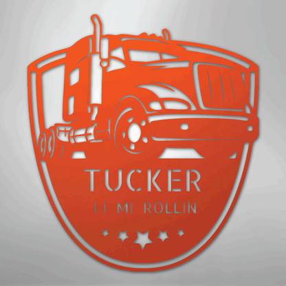 Custom Metal Wall Art - Personalized Trucking Sign Orange
