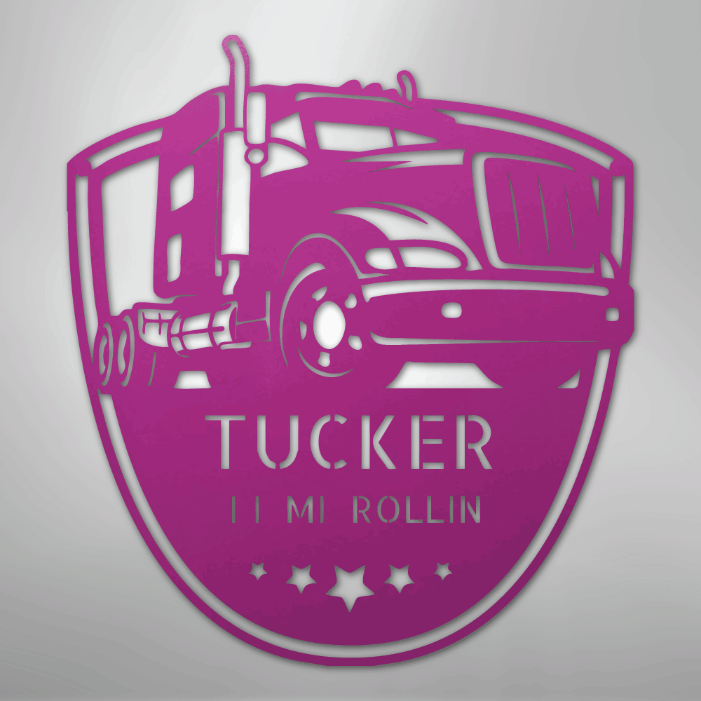 Custom Metal Wall Art - Personalized Trucking Sign Purple