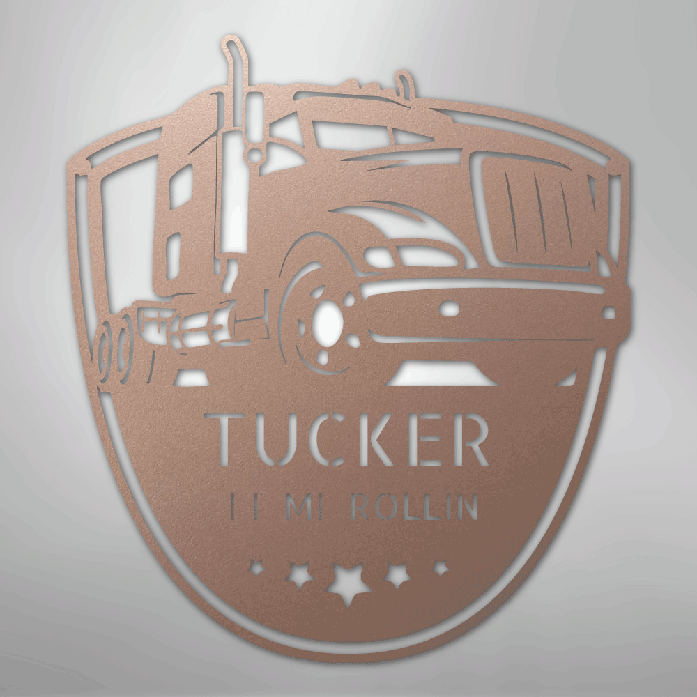 Custom Metal Wall Art - Personalized Trucking Sign Rose