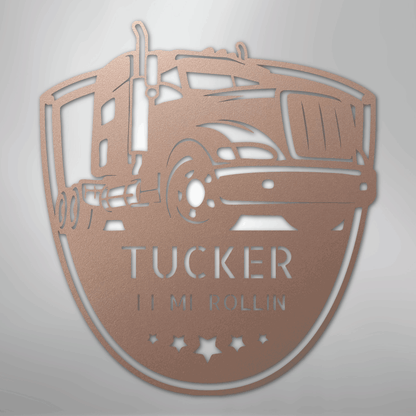 Custom Metal Wall Art - Personalized Trucking Sign Rose