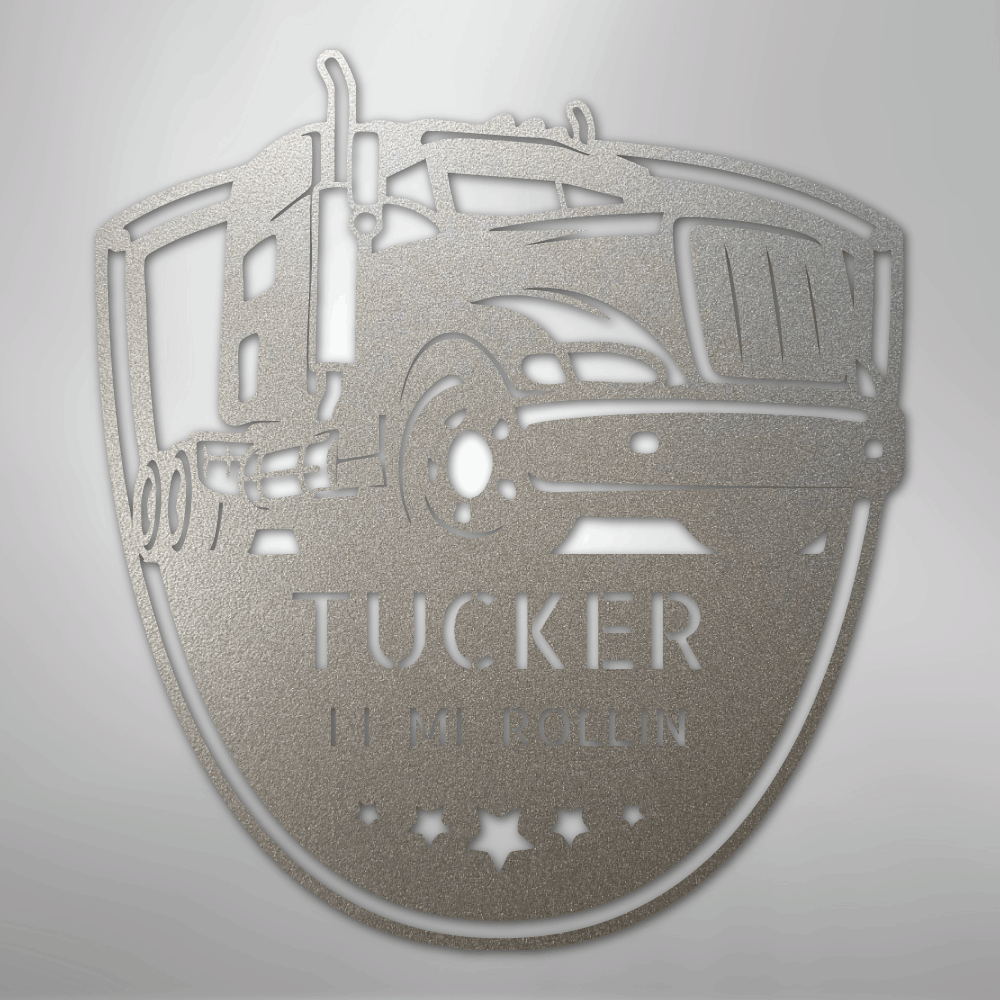 Custom Metal Wall Art - Personalized Trucking Sign Silver