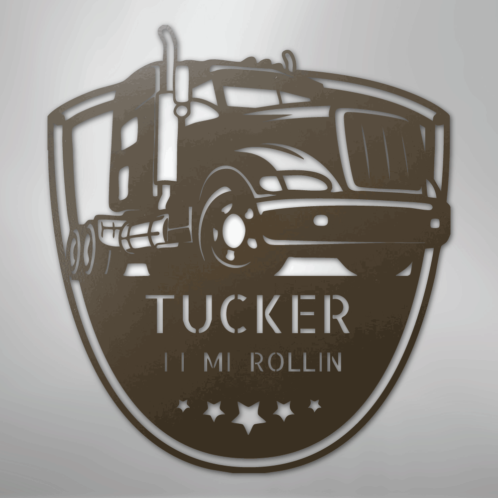 Custom Metal Wall Art - Personalized Trucking Sign Stone