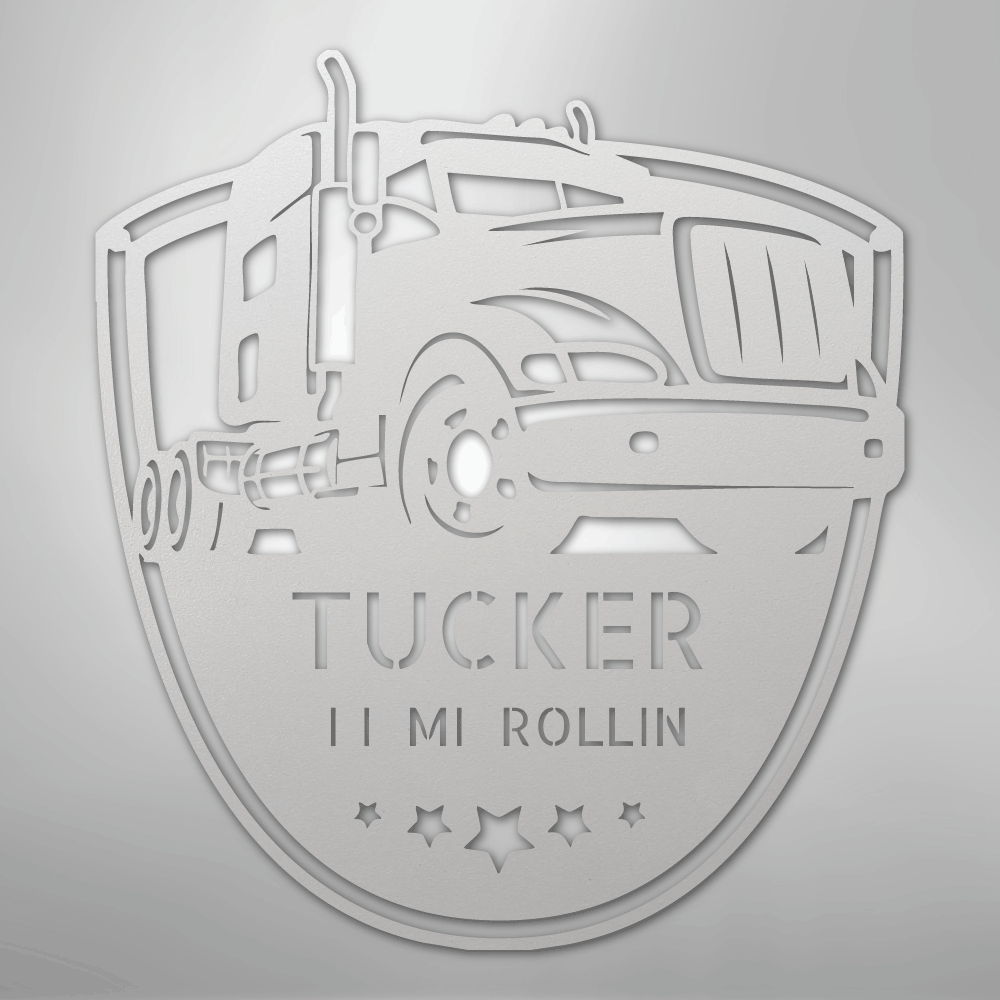 Custom Metal Wall Art - Personalized Trucking Sign White
