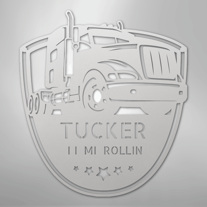 Custom Metal Wall Art - Personalized Trucking Sign White