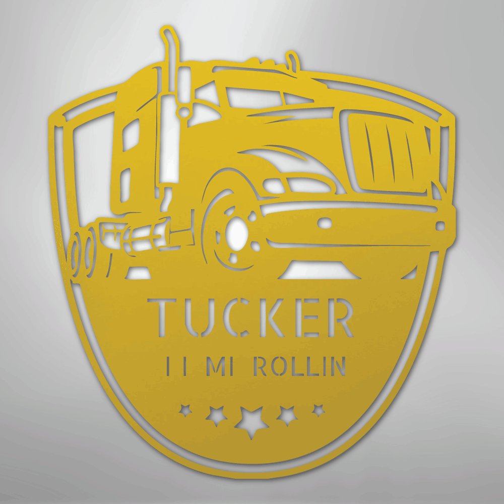Custom Metal Wall Art - Personalized Trucking Sign Yellow