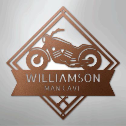 Custom Metal Wall Art - Personalized Biker Sign Copper