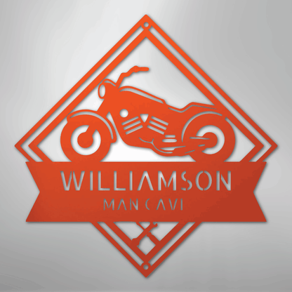 Custom Metal Wall Art - Personalized Biker Sign Orange