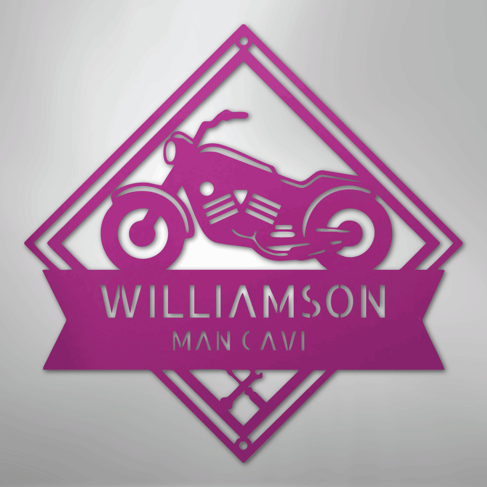 Custom Metal Wall Art - Personalized Biker Sign Purple