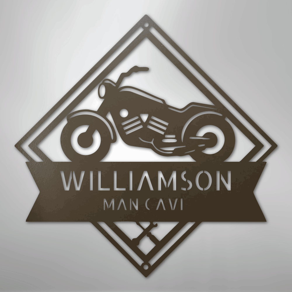 Custom Metal Wall Art - Personalized Biker Sign Stone