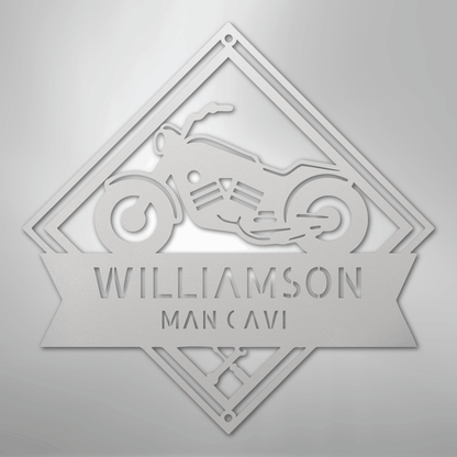 Custom Metal Wall Art - Personalized Biker Sign White