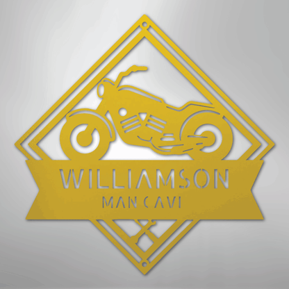Custom Metal Wall Art - Personalized Biker Sign Yellow