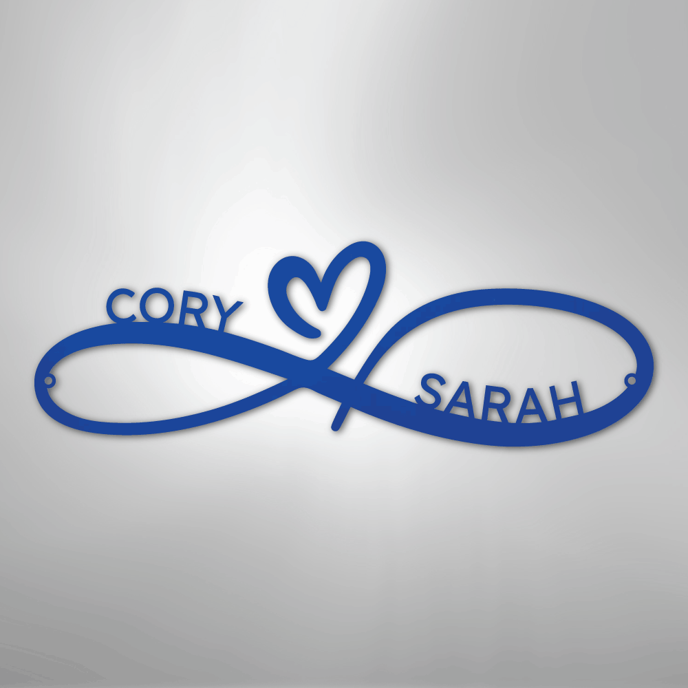 Custom Metal Wall Art - Personalized Infinity Sign Blue