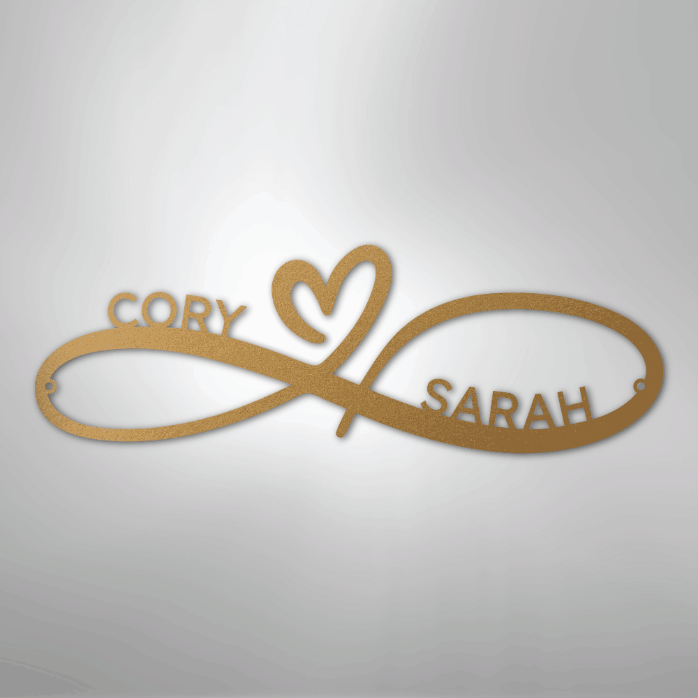 Custom Metal Wall Art - Personalized Infinity Sign Gold
