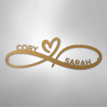 Custom Metal Wall Art - Personalized Infinity Sign Gold