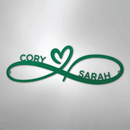 Custom Metal Wall Art - Personalized Infinity Sign Green