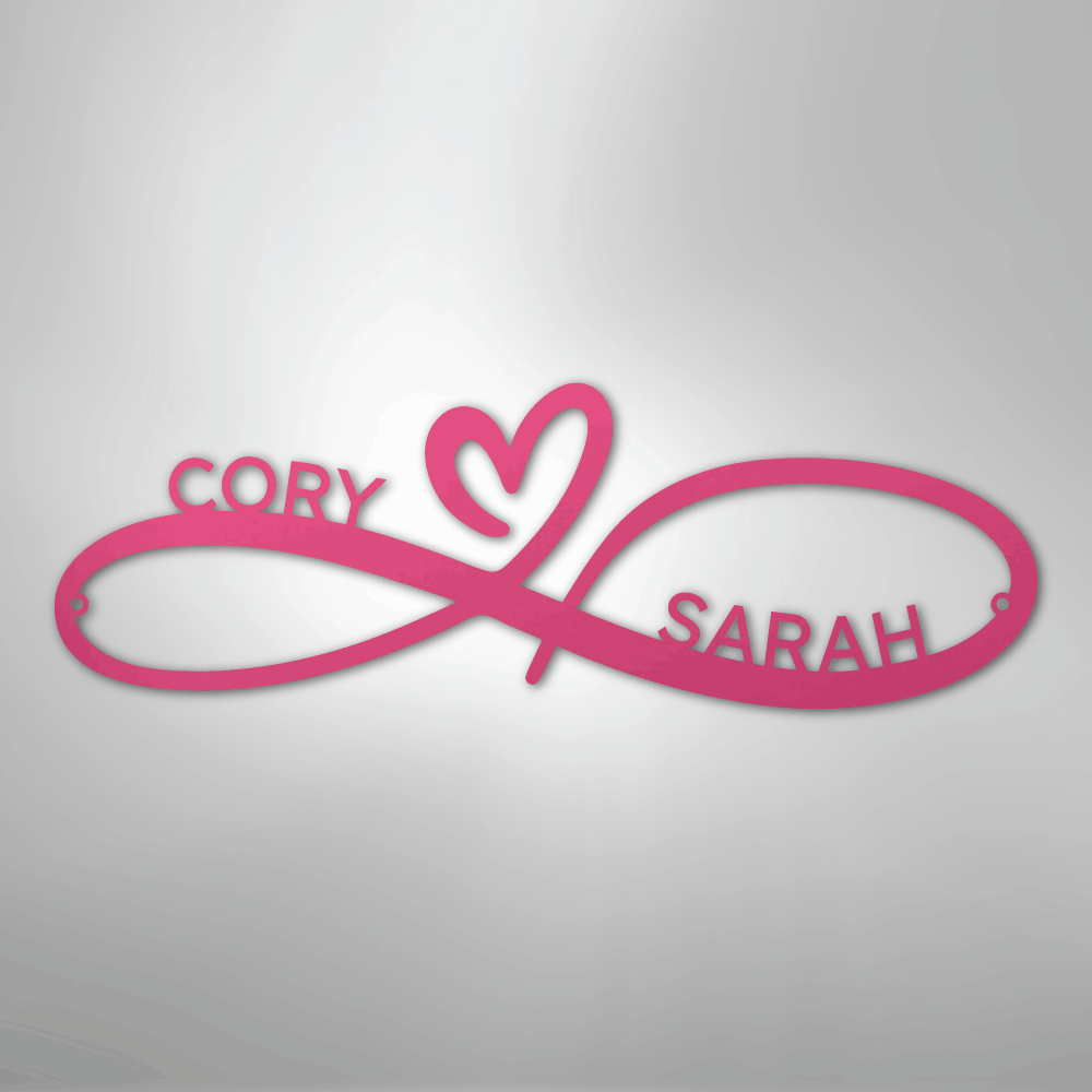 Custom Metal Wall Art - Personalized Infinity Sign Pink