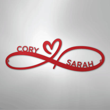 Custom Metal Wall Art - Personalized Infinity Sign Red