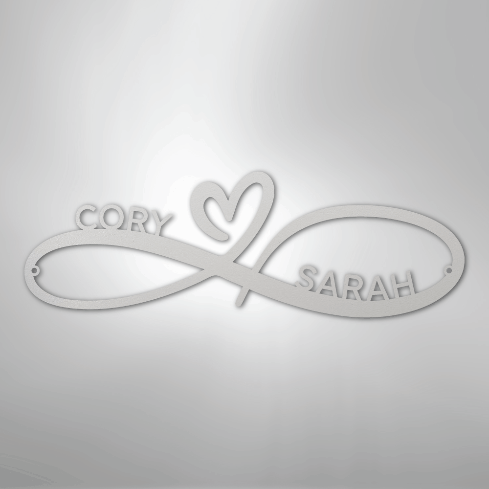 Custom Metal Wall Art - Personalized Infinity Sign White