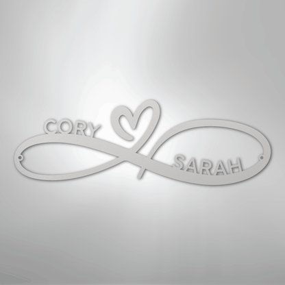 Custom Metal Wall Art - Personalized Infinity Sign White