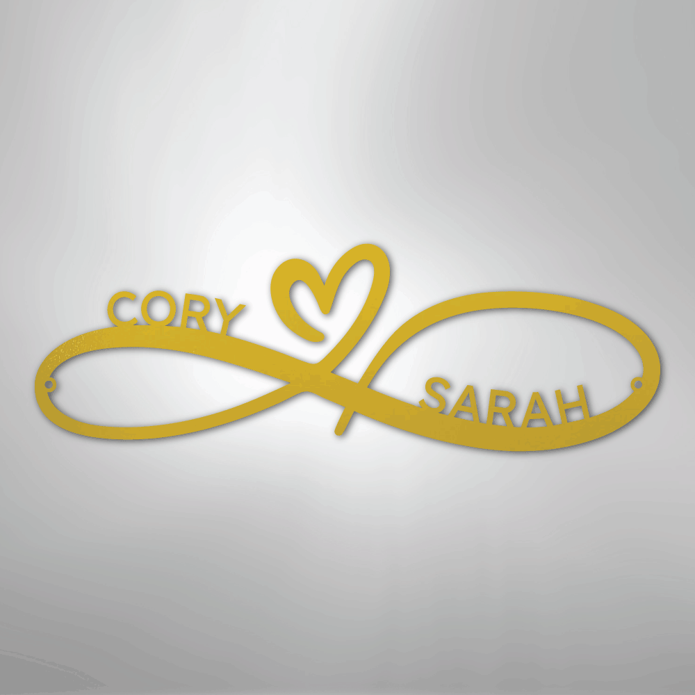 Custom Metal Wall Art - Personalized Infinity Sign Yellow