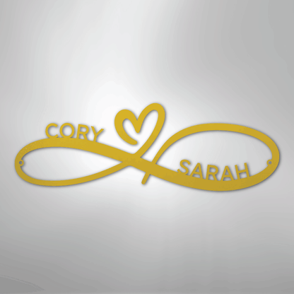 Custom Metal Wall Art - Personalized Infinity Sign Yellow