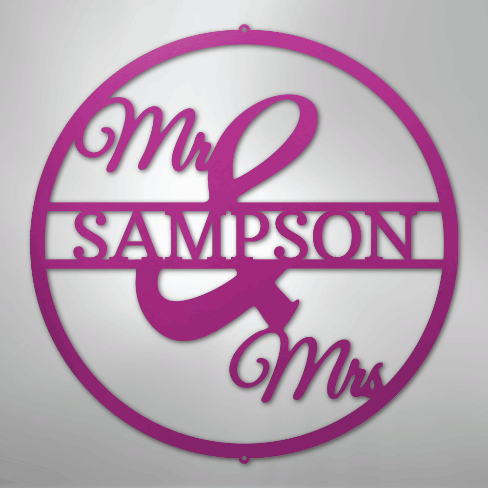 Custom Metal Wall Art - Personalized Mr and Mrs Sign Purple