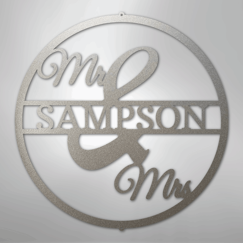 Custom Metal Wall Art - Personalized Mr and Mrs Sign Silver