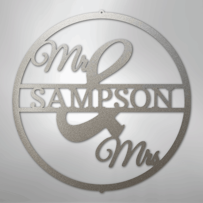 Custom Metal Wall Art - Personalized Mr and Mrs Sign Silver