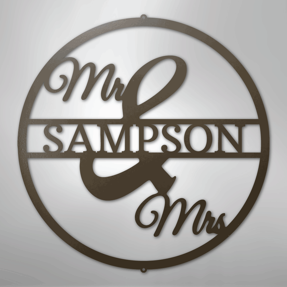 Custom Metal Wall Art - Personalized Mr and Mrs Sign Stone