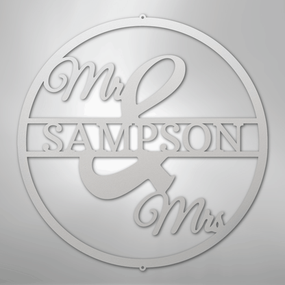 Custom Metal Wall Art - Personalized Mr and Mrs Sign White