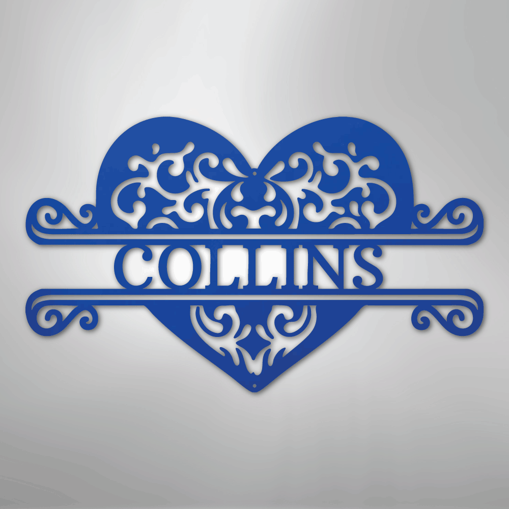 Custom Metal Wall Art - Personalized Heart Sign Blue
