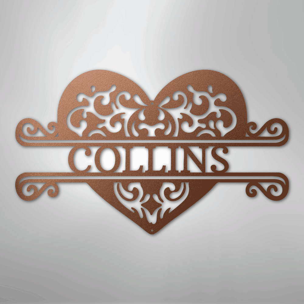 Custom Metal Wall Art - Personalized Heart Sign Copper