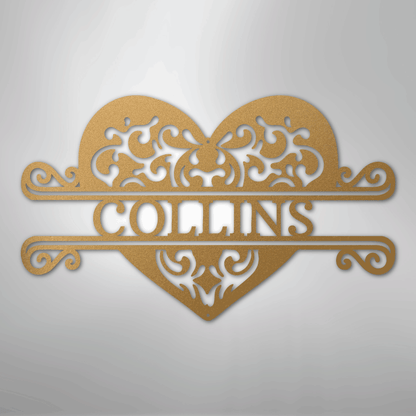 Custom Metal Wall Art - Personalized Heart Sign Gold