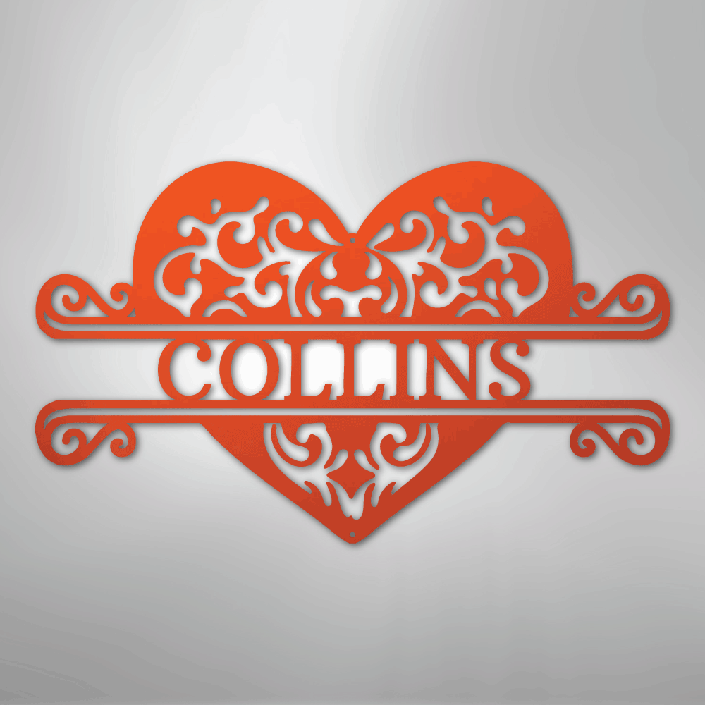 Custom Metal Wall Art - Personalized Heart Sign Orange