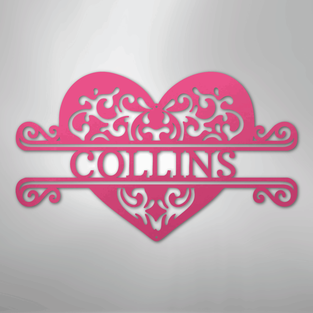 Custom Metal Wall Art - Personalized Heart Sign Pink