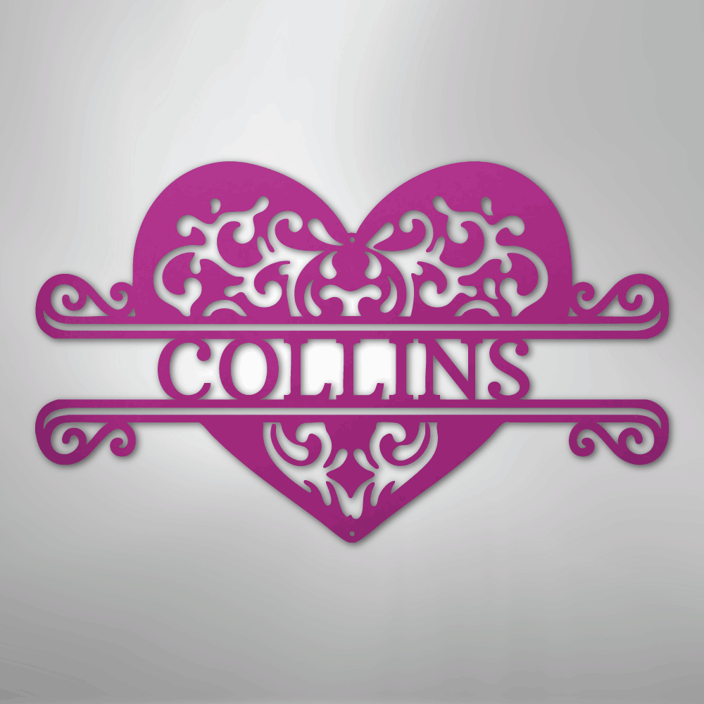 Custom Metal Wall Art - Personalized Heart Sign Purple
