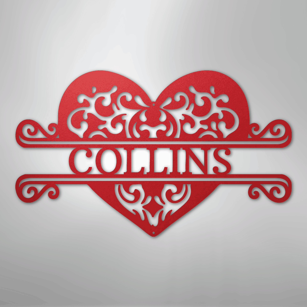 Custom Metal Wall Art - Personalized Heart Sign Red