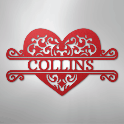 Custom Metal Wall Art - Personalized Heart Sign Red