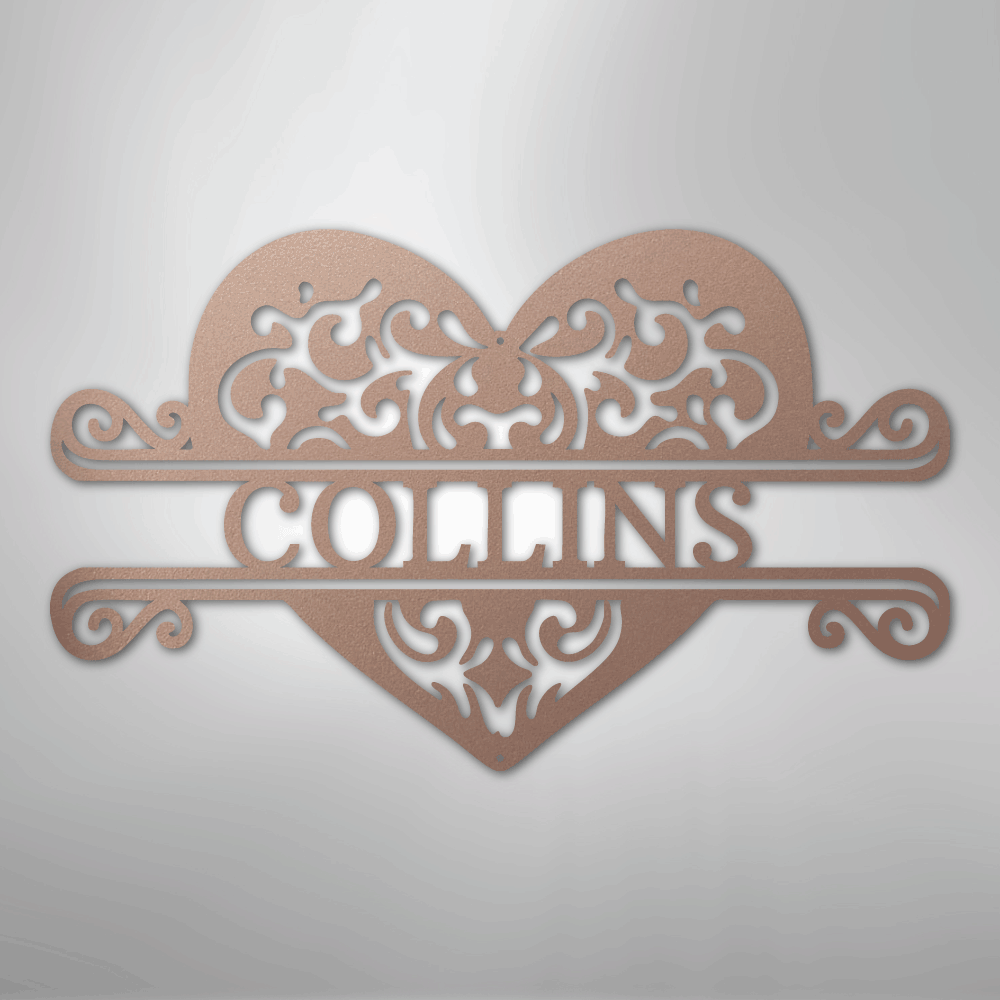 Custom Metal Wall Art - Personalized Heart Sign Rose