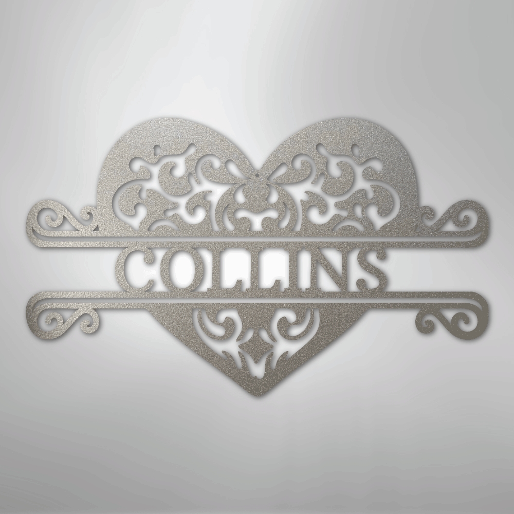 Custom Metal Wall Art - Personalized Heart Sign Silver