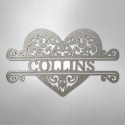 Custom Metal Wall Art - Personalized Heart Sign Silver