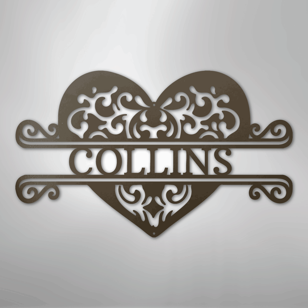 Custom Metal Wall Art - Personalized Heart Sign Stone